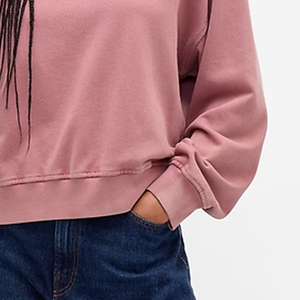 Sweat-shirt pour femme de style minimaliste, uni, avec logo personnalisé et épaules tombantes / Prix de gros pour les acheteurs en gros, streetwear durable - Product Image 4