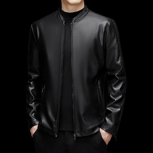 Abrigos de motocicleta modernos para hombres jóvenes Chaquetas de cuero de imitación de moda Lona cómoda para montar en invierno - Product Image 5