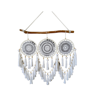 El mejor diseño gancho hecho a mano flor atrapasueños decoración de boda grande macramé decoraciones colgantes atrapasueños emplumado - Product Image 5