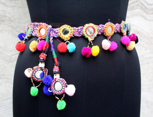 สายคาดเอวผ้าฝ้ายทำมือหลากสีสวยงามพร้อมกระจกน้ำหนักเบาอุปกรณ์เสริมเข็มขัดสำหรับผู้หญิง - Product Image 2