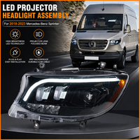 Pour Mercedes Sprinter 2018-2023 W907, design style GLS, boîtier noir, projecteur bi-lentille LED, paire de phares, mise à niveau Plug and Play