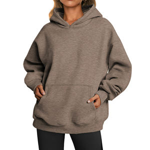 Sudadera con capucha de lana de algodón pesado para mujer, sudaderas de felpa francesa con hombros caídos de gran tamaño personalizadas, patrón de botones - Product Image 6