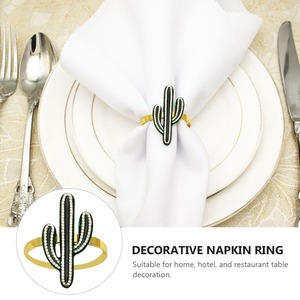 Servilletero verde con diseño de cactus con trabajo de cristal, Decoración de mesa elegante para el hogar, comedor, boda y fiesta, elegante y decorativo - Product Image 2