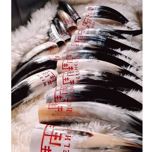 Authentique tasse à boire en corne d'animal viking religieux écologique pour hydromel fait à la main - Product Image 2