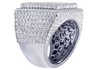 Anillo moderno de lujo de estilo hip hop con diamantes de moissanita de Plata de Ley 925 chapado en oro para hombres - Product Image 4