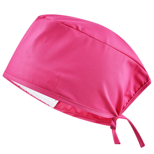 Pink Nursing Cap Spandex/Polyester Twill Woven Unisex Hospital Uniform Accessory with <b>Tie</b> <b>Back</b> - Product Image 1