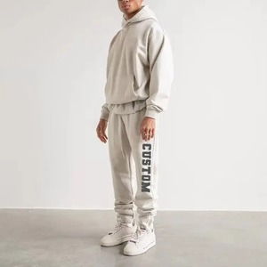 Survêtements d'entraînement en coton d'hiver unisexe, logo personnalisé, sweats à capuche en polaire pour hommes, pantalons de survêtement, séchage rapide, respirant - Product Image 5