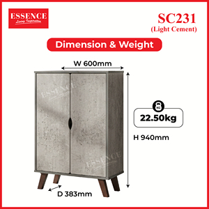 ตู้เก็บรองเท้า 4 ชั้น รุ่น SC231 สไตล์โมเดิร์น ผลิตในมาเลเซีย สีซีเมนต์อ่อน แบบประกอบเอง เหมาะสำหรับห้องโถงหรือห้องนั่งเล่น - Product Image 3