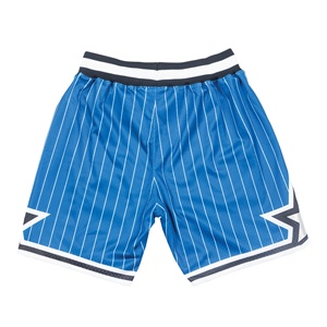 Alta calidad azul y blanco rayas cordón cremallera bolsillos malla transpirable baloncesto Pantalones deportivos pantalones cortos DDP envío - Product Image 3