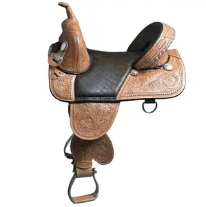 Equestrian Premium Western Horse Baum loser Sattel mit schönem hand gebogenem Leder Original Großhändler Hersteller