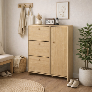 Sisco Solid Oak <b>Shoe</b> Cabinet with Door Scandinavian-Style Minimalist <b>Shoe</b> <b>Bench</b> for Home Living Room Furniture for Home Entryway - Product Image 1