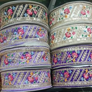 Tissu brocart à chevrons multicolores sur mesure, fils brodés, dentelles, accessoires vestimentaires pour filles, décoration intérieure - 100% coton - Product Image 1