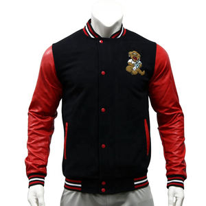 Chaqueta universitaria de alta calidad personalizada OEM, chaqueta de béisbol con bordado de chenilla en contraste de peso pesado, chaqueta Lightman - Product Image 1