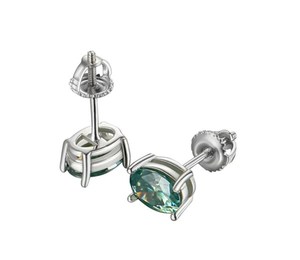 ต่างหู Moissanite สตั๊ดสีเขียวรูปไข่ต่างหู Moissanite รูปไข่ 9 * 7 มม. ต่างหูเพชรเงินสเตอร์ลิงของขวัญวันครบรอบ - Product Image 3