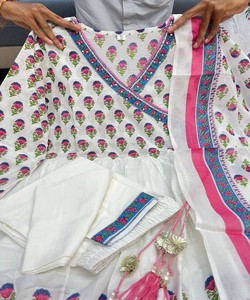 Anarkali ผ้าฝ้ายพิมพ์ลายดิจิทัลเสื้อผ้าแนวพื้นเมือง - Product Image 5