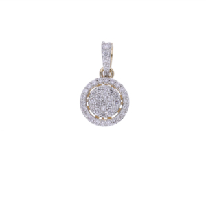 Elegante Collar de Mujer con Colgante de Diamantes Naturales en Forma de Círculo con Doble Halo, Chapado en Rodio, Joyería Fina de 14K - Product Image 1