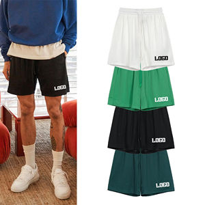 Heavyweight Double <b>Layer</b> Mesh Casual Mens Jogger Shorts with Drawstring Solid Pattern Quick Dry & Eco-Friendly Custom Bulk - Product Image 3