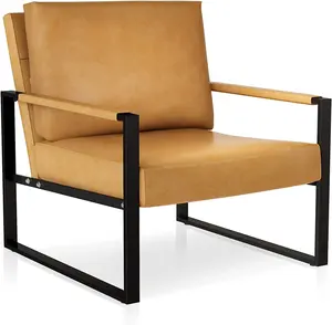 Nuove sedie con accento in pelle di ultima generazione poltrona moderna di metà secolo con cuscino ergonomico Extra-Large robusta struttura in metallo
