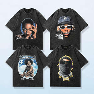 เสื้อยืดพิมพ์ลายกรดสีดำ ผ้าฝ้าย 100% ผู้ผลิตขายส่ง เสื้อผ้าสตรีทแวร์เนื้อหนา - Product Image 2