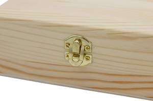 Unfinished Wood <b>Box</b> with Clasp (6" x 4" x 2") Rectangular <b>Wooden</b> Craft Chest for DIY Jewelry, Photo Storage, Personalized Gifts - Product Image 3