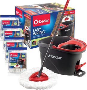 ไม้ถูพื้นไมโครไฟเบอร์แบบหมุน O-Cedar Easywring พร้อมถังและชุดทำความสะอาดพื้น พร้อมรีฟิลเพิ่มได้ 4 ชิ้น - Product Image 1