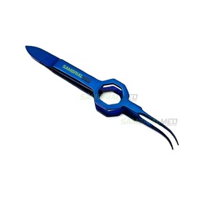 Fórceps de extracción FUE Foerster de titanio de calidad superior Instrumentos de Trasplante de Cabello dentado curvo CE DIN EN ISO 13485 - Product Image 1