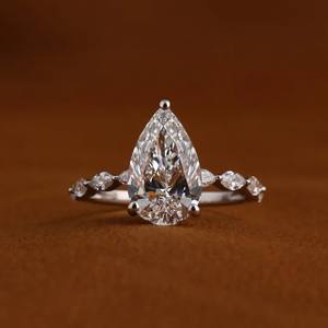 Bague de fiançailles solitaire en moissanite diamant argent 925 certifiée IGI, forme poire, VVS, bijoux créés en laboratoire pour femmes, cadeau - Product Image 2