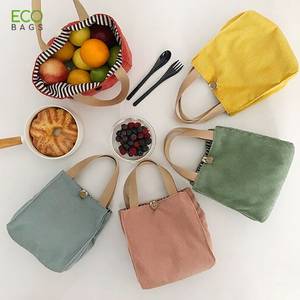 2023 ODM OEM Corduroy Lunch <b>Bags</b> Factory Price Made in Vietnam Polyester <b>Material</b> for Office and One-Person Picnics - Product Image 1