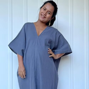 Double Gauze Cotton <b>Kaftan</b> Dress Loose Fit <b>Maxi</b> Dress Soft Airy Summer Dress Relaxed Boho Style At Wholesale Price - Product Image 1