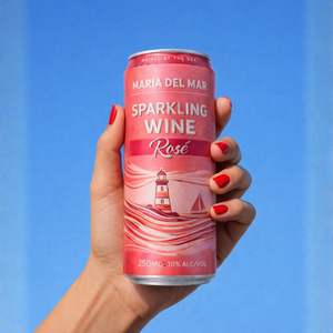 Vino Espumoso Rosado Brut Maria del Mar, 100% Tempranillo, 10% ABV, Vino Espumoso Español en Lata de 250ml - Product Image 2
