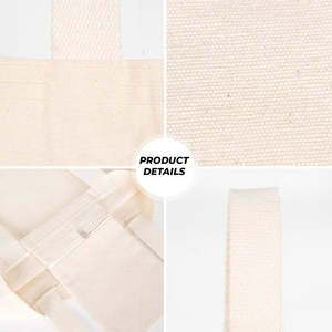 Sac fourre-tout en toile naturelle de 10 oz avec poignées tissées, couleur unie, taille 14 x 16 x 4 (35 x 40 x 10 cm) - Product Image 4