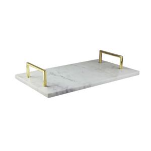 Plateau de service de mariage de style américain en marbre de haute qualité, finition dorée, écologique, avec poignée en métal faite à la main, vente en gros, nouveauté - Product Image 5