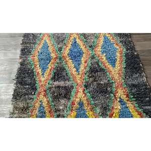 Auténtica Alfombra Marroquí Hecha a Mano, Boucherouite, Estilo Bohemio, Colorida, Vintage, Decoración Artesanal del Atlas - Product Image 1
