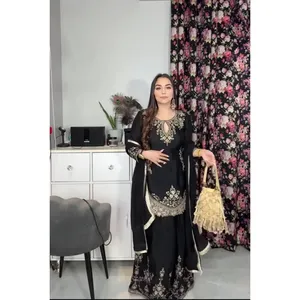 Conjunto de Top y Sharara Palazzo para Mujer de Diseñador con Dupatta Incluida - Product Image 3