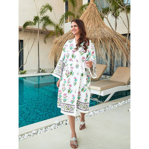 Floral Cotton Bath <b>Robe</b> for Women-Breathable Comfortable Homewear with Tie Closure - Product Image 2