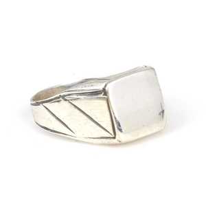 925 Sterling Silver Men's <b>Ring</b> Handmade Geometric Design Flat Square Polished Rhodium Plating 14k Metal Purity Everyday Wear - Product Image 2