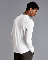 T-shirt Henley à manches longues imprimé blanc à 2 boutons pour homme, jersey en bambou/coton, écologique, respirant, séchage rapide