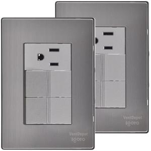 Presa di Corrente Facile da Installare, MXIXI-002, 2 Pezzi, Interruttorex2/Prese, 125-250VAC, 10/15A, 50/60Hz, Argento, Acciaio Inossidabile - Product Image 1