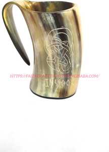Taza de cuerno vikingo Cuerno para beber medieval Cuerno hecho a mano Taza de cerveza Fiesta y restaurante - Product Image 4