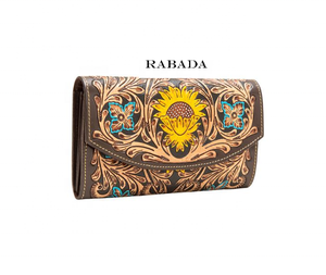 New Western Style Coloured Tooled Leather Clutch Women Designed Purse Hot Selling Compact Size Tooled Leather <b>Wristlet</b> Clutches - Product Image 5