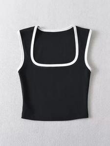 Femme Mode Slim Solid Casual Sleeveless Tanks Square Collar Crop Tops Clothing Streetwear - Product Image 2