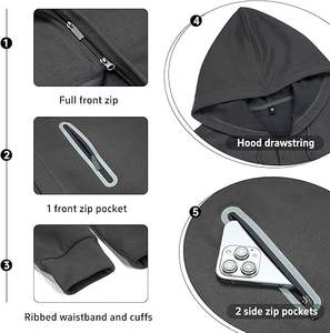 Sudadera con capucha y cremallera de manga larga de alta calidad para hombre - Product Image 5