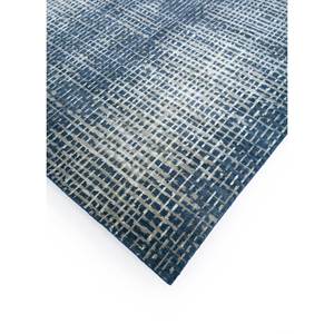 Tapis en laine et soie noué à la main Uvenuti AIWS-3004 bleu, abstrait, pour la maison, le couloir, le salon, la chambre à coucher, design rectangulaire en patchwork, fait main - Product Image 2