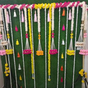 Guirnaldas de flores de jazmín de 4 pies con ramilletes de perlas para bodas, templos, escenarios, arreglos de mandap, decoración para fiestas de Nikah y Pascua - Product Image 3