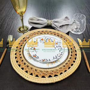 Eco-friendly Natural <b>Bamboo</b> Rattan Woven Placemat Flower/Modern Style Home Restaurant Use Wedding Party Charger Plate Wholesale - Product Image 5