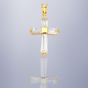 Personalizado 14K chapado en oro amarillo pulido religioso cristiano Cruz colgante moda circón piedra niños Aleación de Metal hecho - Product Image 4