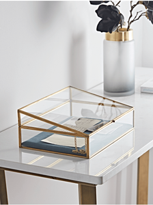 Vente chaude Moderne Vintage Taper Design Or Plaqué Métal Fer Verre Porte-Brosse Tous Cosmétique Usage Stockage Boîte À Bijoux - Product Image 5