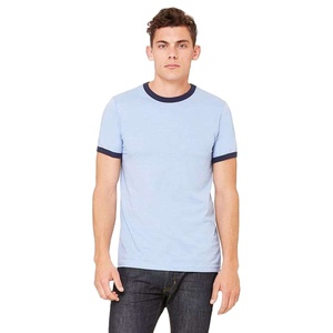 Men Ringer T Shirt 100% Cotton Contrast Collar Sleeve Custom Logo Casual Slim Fit Summer TeeClassic Ringer Style (Contrast Neck - Product Image 1