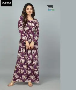 Indian Ethnic Wear Long Printed Gown with Same Matching Belt in Full sleeves Heavy Kasturi Silk Kurtis for women Casual Wear