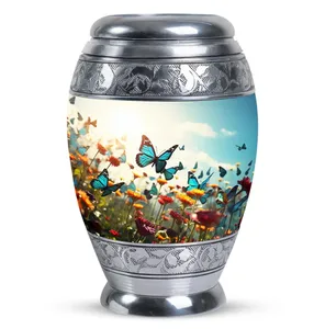 Flying Butterflies American Style Memorial <b>Urn</b> for Adult Ashes <b>Large</b> Cremation <b>Urn</b> High Gloss Finish Customizable Color Design - Product Image 1